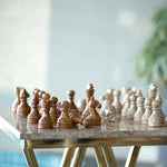 21" Marble Chess Table - Gold Stand Edition