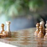 21" Marble Chess Table - Gold Stand Edition