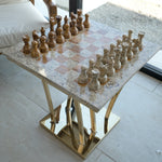 21" Marble Chess Table - Gold Stand Edition