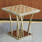 21" Marble Chess Table - Gold Stand Edition