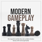 Marble 30cm Chess Set - Black & Oceanic