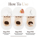 Instructions on how to use a stone oil burner with steps and text.