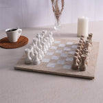 38cm Chess Set - Travertine & White