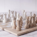 30cm Chess Set - Travertine and White