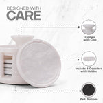 Marble 3.5" Round Coaster Set with Lid