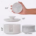 Marble 3.5" Round Coaster Set with Lid