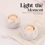 Marble 3" Set of 2 White Tea Lights Candle  For Office & Home Décor - Votive Candles