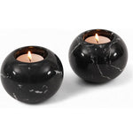 Marble 3" Set of 2 Black Tea Lights Candle  For Office & Home Décor - Votive Candles