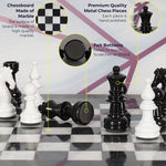 15 Inch Black and White Metallic Chess Set with Extra Queen -  Board game