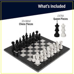 15 Inch Black and White Metallic Chess Set with Extra Queen -  Board game