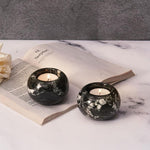 Marble 3" Set of 2 Black Tea Lights Candle  For Office & Home Décor - Votive Candles