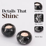 Marble 3" Set of 2 Black Tea Lights Candle  For Office & Home Décor - Votive Candles