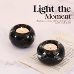 Marble 3" Set of 2 Black Tea Lights Candle  For Office & Home Décor - Votive Candles