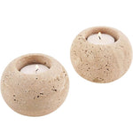 Travertine 3" Set of 2 Tea Lights Candle  For Office & Home Décor - Votive Candles