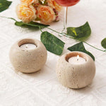 Travertine 3" Set of 2 Tea Lights Candle  For Office & Home Décor - Votive Candles