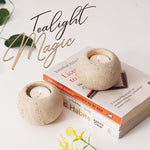 Travertine 3" Set of 2 Tea Lights Candle  For Office & Home Décor - Votive Candles