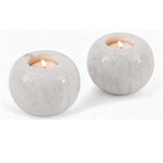 Marble 3" Set of 2 White Tea Lights Candle  For Office & Home Décor - Votive Candles