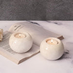 Marble 3" Set of 2 White Tea Lights Candle  For Office & Home Décor - Votive Candles