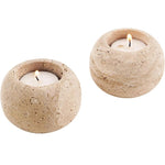 Travertine 3" Set of 2 Tea Lights Candle  For Office & Home Décor - Votive Candles