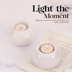 Marble 3" Set of 2 White Tea Lights Candle  For Office & Home Décor - Votive Candles