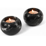 Marble 3" Set of 2 Black Tea Lights Candle  For Office & Home Décor - Votive Candles