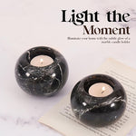 Marble 3" Set of 2 Black Tea Lights Candle  For Office & Home Décor - Votive Candles