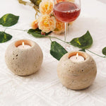 Travertine 3" Set of 2 Tea Lights Candle  For Office & Home Décor - Votive Candles