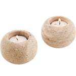 Travertine 3" Set of 2 Tea Lights Candle  For Office & Home Décor - Votive Candles