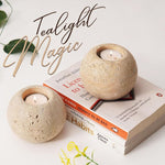 Travertine 3" Set of 2 Tea Lights Candle  For Office & Home Décor - Votive Candles