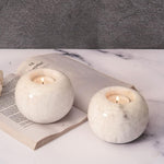 Marble 3" Set of 2 White Tea Lights Candle  For Office & Home Décor - Votive Candles