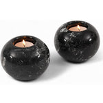 Marble 3" Set of 2 Black Tea Lights Candle  For Office & Home Décor - Votive Candles