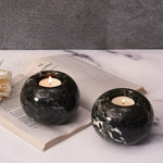 Marble 3" Set of 2 Black Tea Lights Candle  For Office & Home Décor - Votive Candles