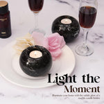 Marble 3" Set of 2 Black Tea Lights Candle  For Office & Home Décor - Votive Candles