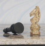 Fossil Coral and Black High Quality Marble Chess Set