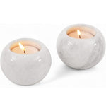 Marble 3" Set of 2 White Tea Lights Candle  For Office & Home Décor - Votive Candles