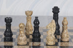 Fossil Coral and Black High Quality Marble Chess Set