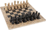 Fossil Coral and Black High Quality Marble Chess Set