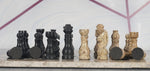 Fossil Coral and Black High Quality Marble Chess Set