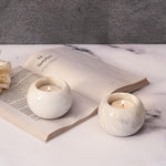 Marble 3" Set of 2 White Tea Lights Candle  For Office & Home Décor - Votive Candles