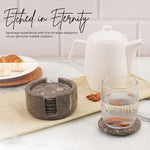 Handmade Marble Kitchen Coaster Set With Holder