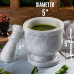 Marble 5 Mortar and Pestle for Kitchen Countertops - Spices Salt and Pepper Grinders