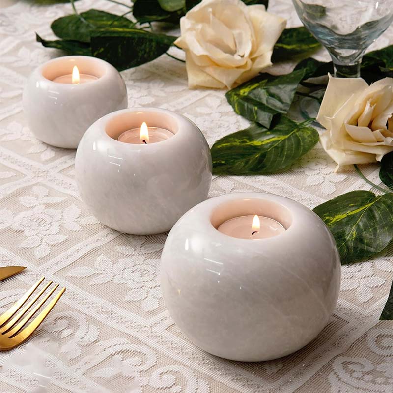 Radicaln Marble Tealight Candles Holder Set of 3 For table decorations