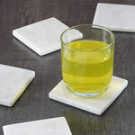 Natural Marble Set of 6 Kitchen Square Coaster Plates