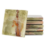 Natural Marble Set of 6 Kitchen Square Coaster Plates