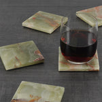 Natural Marble Set of 6 Kitchen Square Coaster Plates