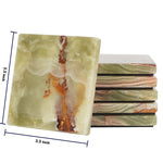 Natural Marble Set of 6 Kitchen Square Coaster Plates