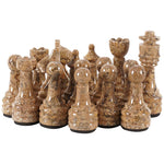 Handmade Black and Coral Premium Quality Chess Figures - Suitable for 16 - 20 Inches Chess Board