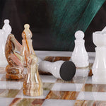 Handmade White and Green Premium Quality Chess Figures - Suitable for 16 - 20 Inches Chess Board