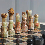 Marble Black & Multi Green Premium Quality Chess Game Figures - Suitable for 16 - 20 Inches