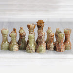 Marble Black & Multi Green Premium Quality Chess Game Figures - Suitable for 16 - 20 Inches